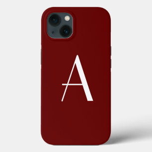 Etui iPhone 13 Monogramme Nom Initial Vintage Rouge Foncé