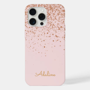 Coque iPhone 15 Pro Max Monogramme Nom Paillettes Dorées
