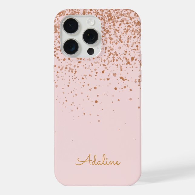 Coque iPhone Monogramme Nom Paillettes Dorées (Verso)