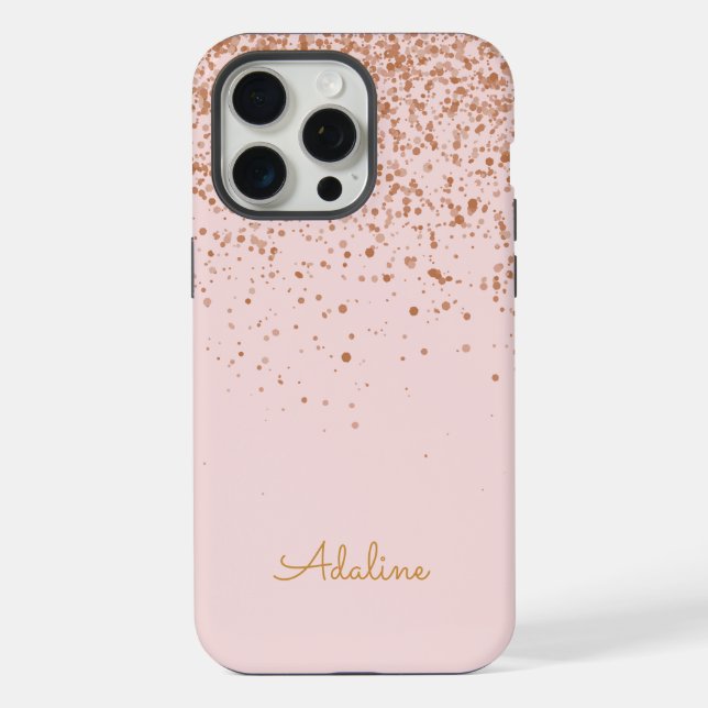 Coque iPhone Monogramme Nom Paillettes Dorées (Verso)