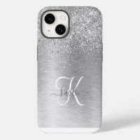 Monogramme Nom Paillettes Métal Brossé Argent