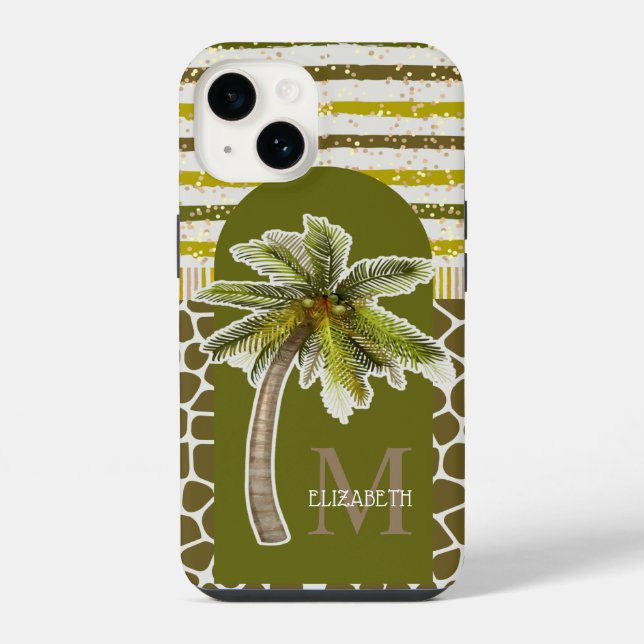 Coque iPhone Monogramme Nom Tropical (Verso)