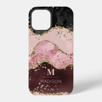 Monogramme Or Rose Agate Liquide & Paillettes Or