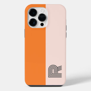 Coque Pour Pour iPhone 14 Pro Max Monogramme orange rose Rose à deux couleurs minimu