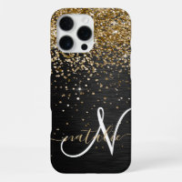 Monogramme paillettes dorées personnalisé noir