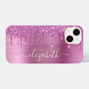 Coque Pour iPhone 14 Monogramme Parties scintillant rose
