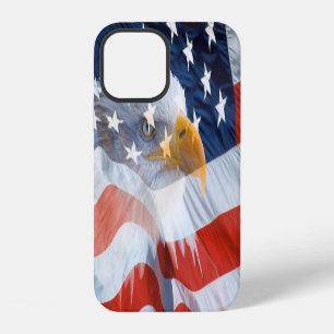 Coque iPhone 12 Monogramme Patriotique Aigle Américain Drapeau Amé