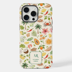 Coque iPhone 15 Pro Max Monogramme personnalisé aquarelle d'été