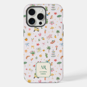 Coque iPhone 15 Pro Max Monogramme personnalisé aquarelle d'été
