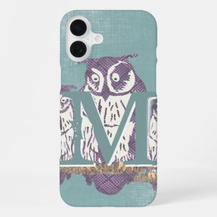 Coque iPhone 16 Plus Monogramme personnalisé de chouette
