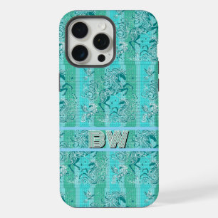 Coque iPhone 15 Pro Max Monogramme personnalisé de Motif de licorne verte