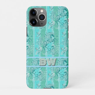 Coque iPhone 11Pro Monogramme personnalisé de Motif de licorne verte
