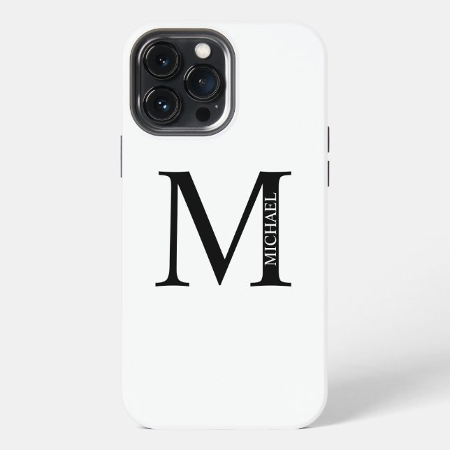 Coque iPhone Monogramme personnalisé et nom (Verso)