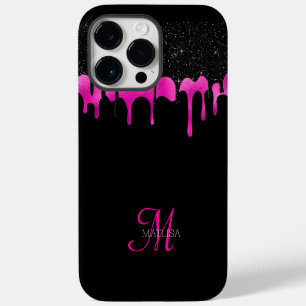 Coque Pour Pour iPhone 14 Pro Max Monogramme personnalisé noir écriture dégoulinante