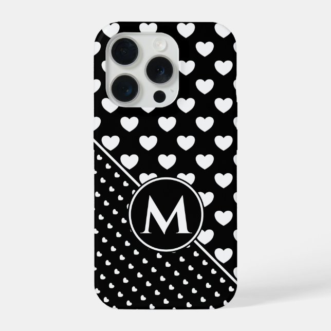 Coque iPhone Monogramme personnalisé noir et blanc élégant (Verso)