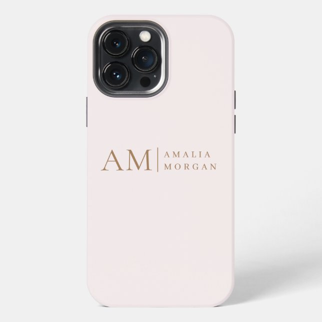 Coque iPhone Monogramme Personnalisé Rose Initiale Et Nom (Verso)