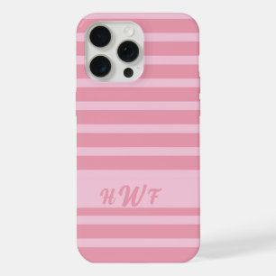 Coque iPhone 15 Pro Max Monogramme personnalisé rose poudré monochromatiqu