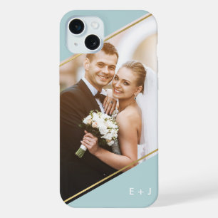 Coque iPhone 15 Plus Monogramme photo personnalisé angle moderne