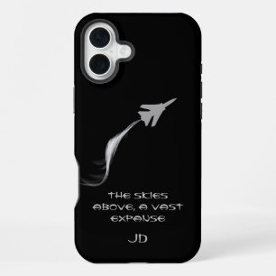 Coque iPhone 16 Plus Monogrammé,Poésie, En vol, Avion avec fumée