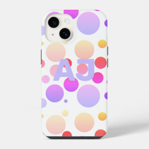 Coque Pour iPhone 14 Monogramme Polka Dot Purple Lilac Ombre