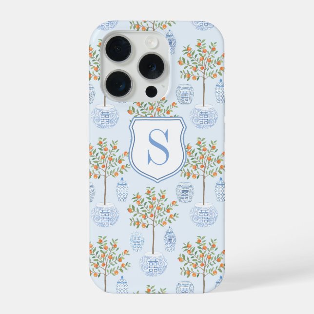 Coque iPhone Monogramme Poterie chinoise Citrus Orange Tree (Verso)