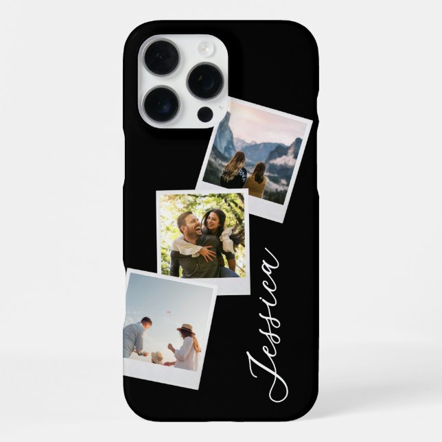 Coque iPhone Monogramme Retro Instant Photo Collage (Verso)
