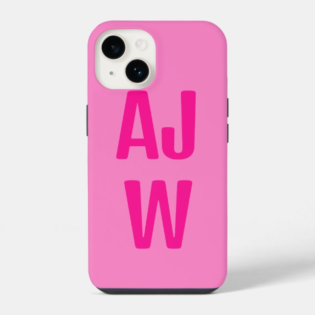 Coque iPhone Monogramme Rose Chaud Élégant (Verso)