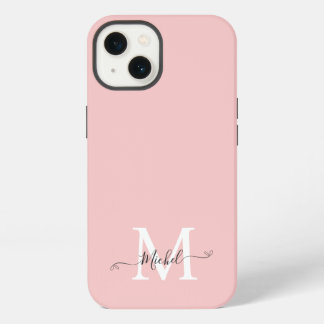 Etui iPhone 13 Monogramme rose | Élégant minimaliste