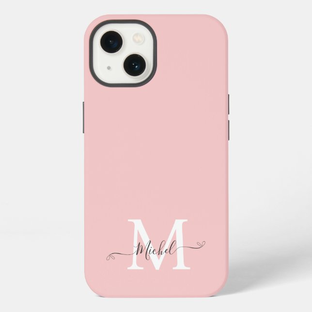 Coque iPhone Monogramme rose | Élégant minimaliste (Verso)