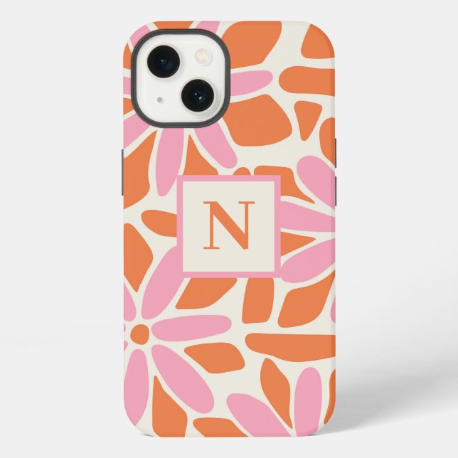 Coque iPhone Monogramme rose et orange (Verso)