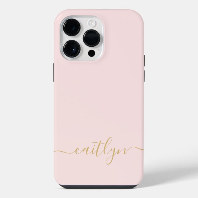 Coque iPhone Monogramme rose Fille Script moderne personnalisé (Verso)