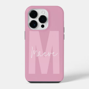Coque Pour iPhone 14 Plus Monogramme rose girly typographie minimale moderne