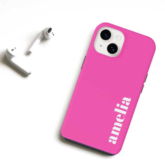 Coque iPhone Monogramme rose personnalisé (Créateur téléchargé)
