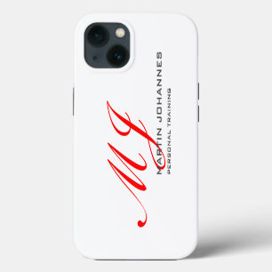 Etui iPhone 13 Monogramme rouge blanc Gris personnel formateur mo