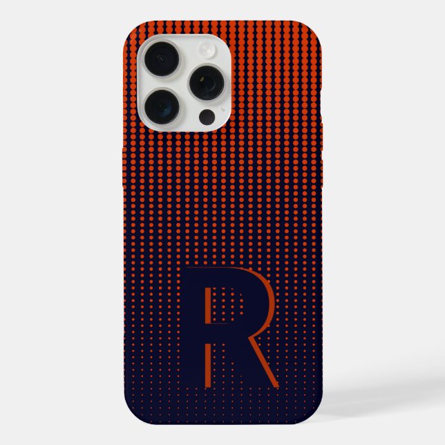 Coque iPhone Monogramme Rouge Demi-teinte Moderne Initiale Pers (Verso)