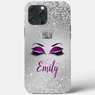 Etui iPhone 13 Pro Max Monogramme Royal Purple Parties scintillant Eyes