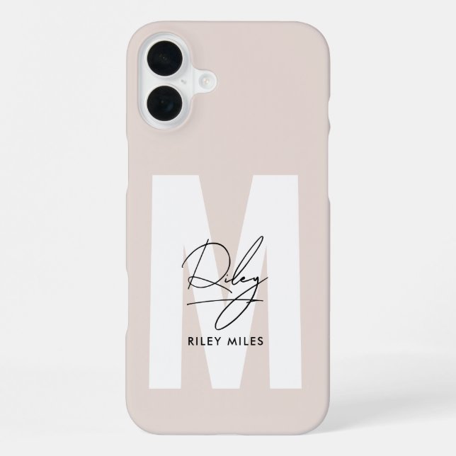 Coque iPhone Monogramme Script Rose Pâle Signature Moderne Chic (Verso)