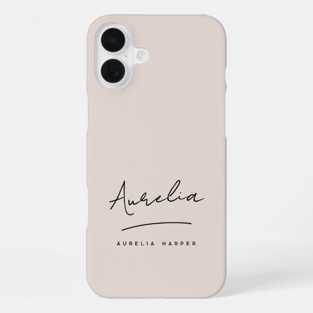 Coque iPhone Monogramme Simple Chic Script Rose Pâle Signature (Verso)
