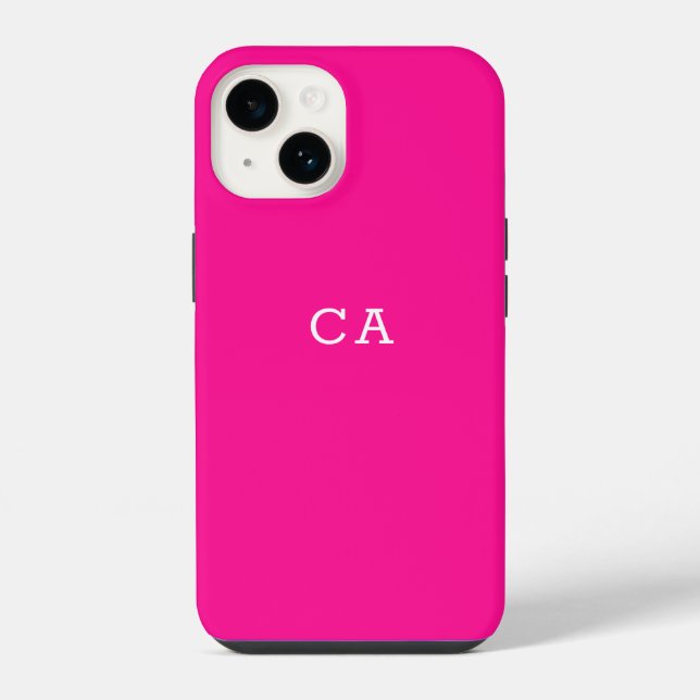 Coque iPhone Monogramme simple et rose chaud (Verso)