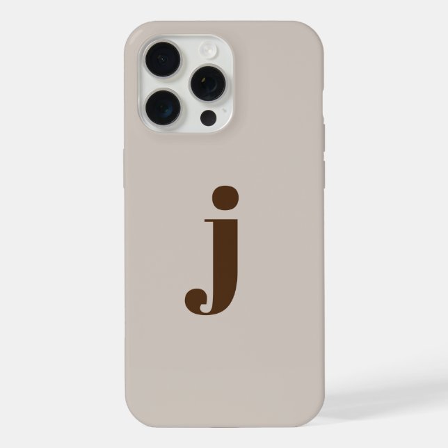 Coque iPhone Monogramme simple moderne initial beige  (Verso)