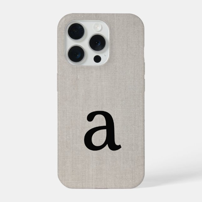 Coque iPhone Monogramme Simple Moderne Minimaliste Aspect Lin I (Verso)