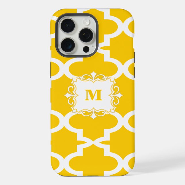 Coque iPhone Monogramme simple Motif jaune (Verso)