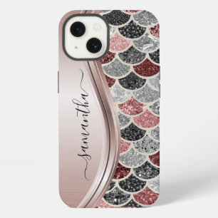 Etui iPhone 13 Monogramme Sirène Échelle Parties scintillant rose