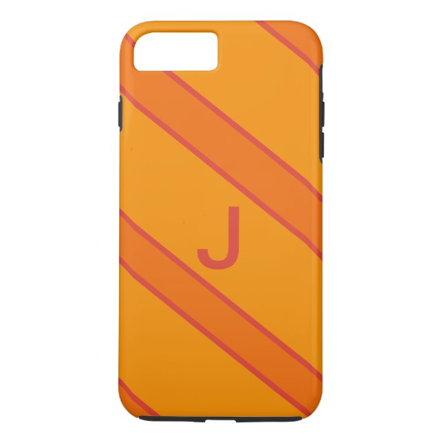 Coque iphone Monogramme sportif Orange moderne (Dos)