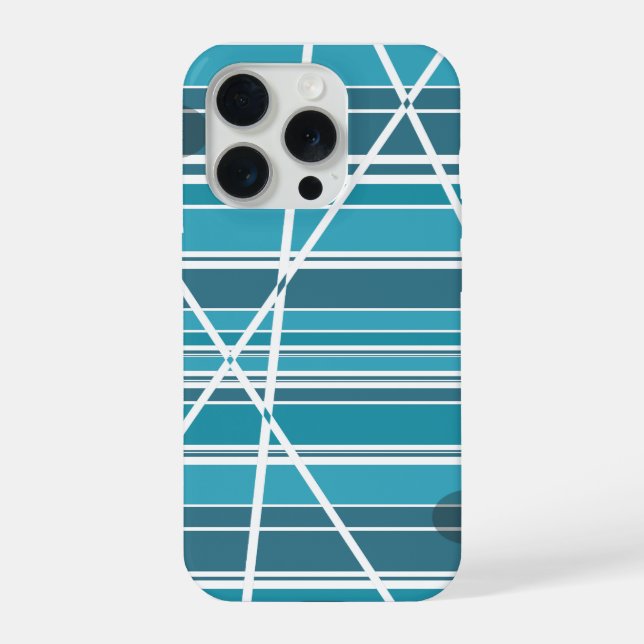 Coque iPhone Monogramme subtil Aqua et blanc Abstrait (Verso)