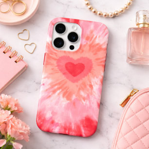 Coque iPhone 15 Pro Monogramme Tie and Dye Coeur 