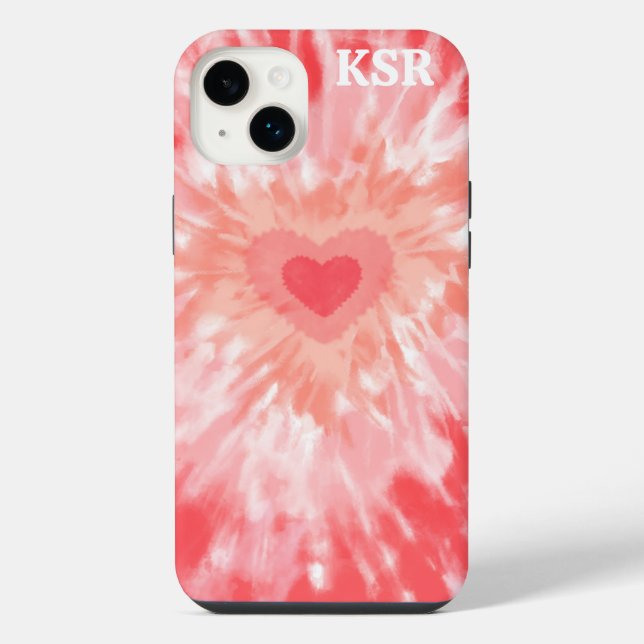 Coque iPhone Monogramme Tie Dye Coeur  (Verso)
