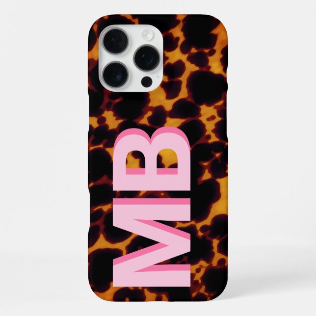 Coque iPhone Monogramme Tortoiseshell moderne (Verso)