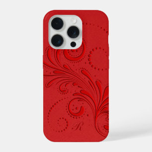 Coque iPhone 15 Pro Monogramme Tourbillon Rouge Monochrome