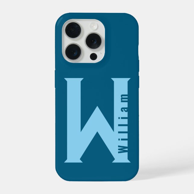 Coque iPhone Monogramme typographie minimale moderne Étui sage  (Verso)